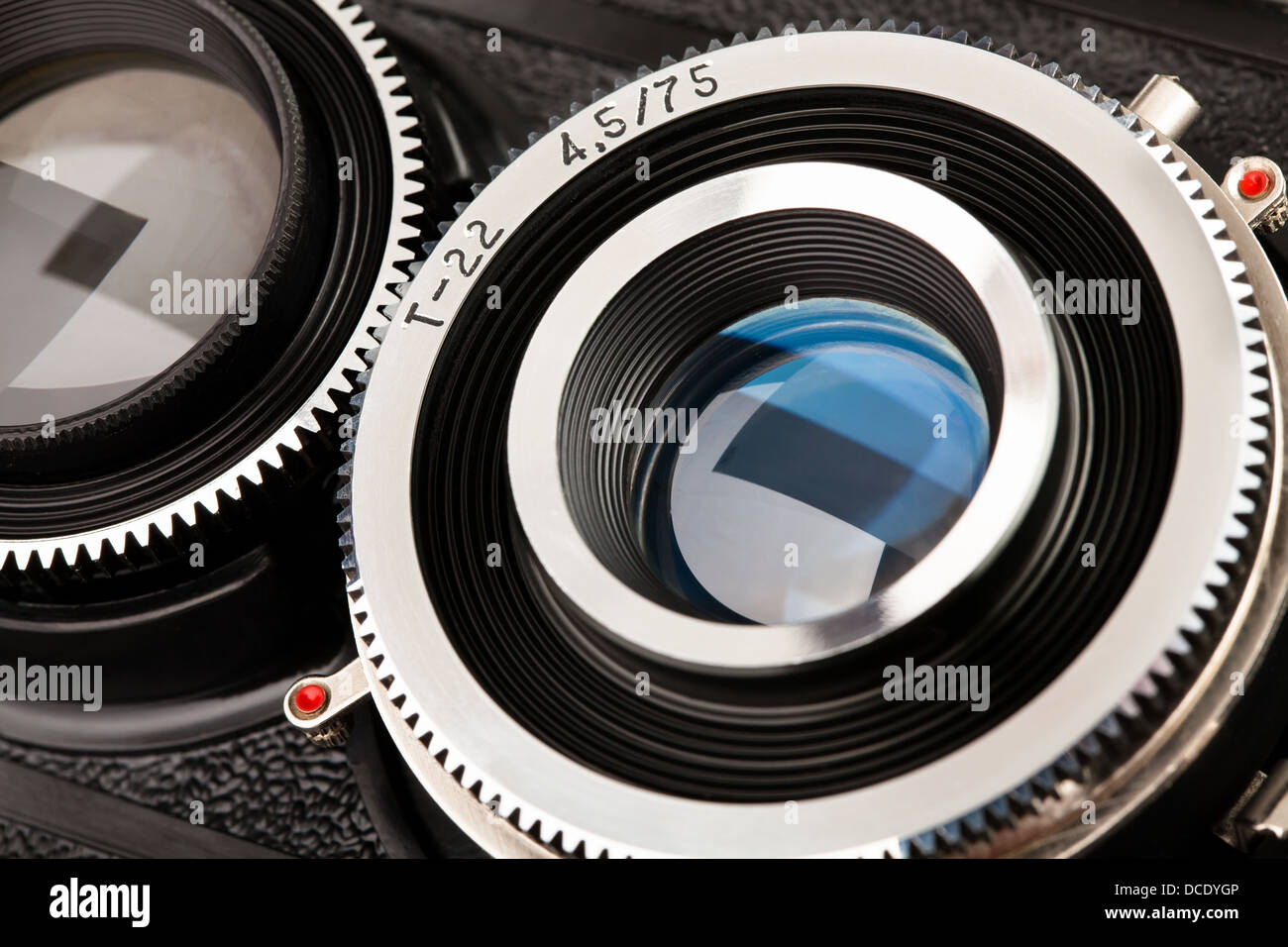 Fotocamera vintage lenti macro closeup Foto Stock