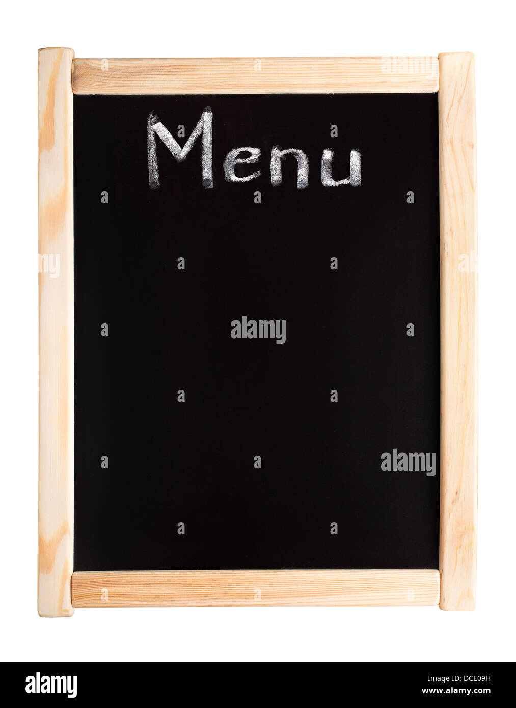 Menu scritto sulla lavagna Foto Stock