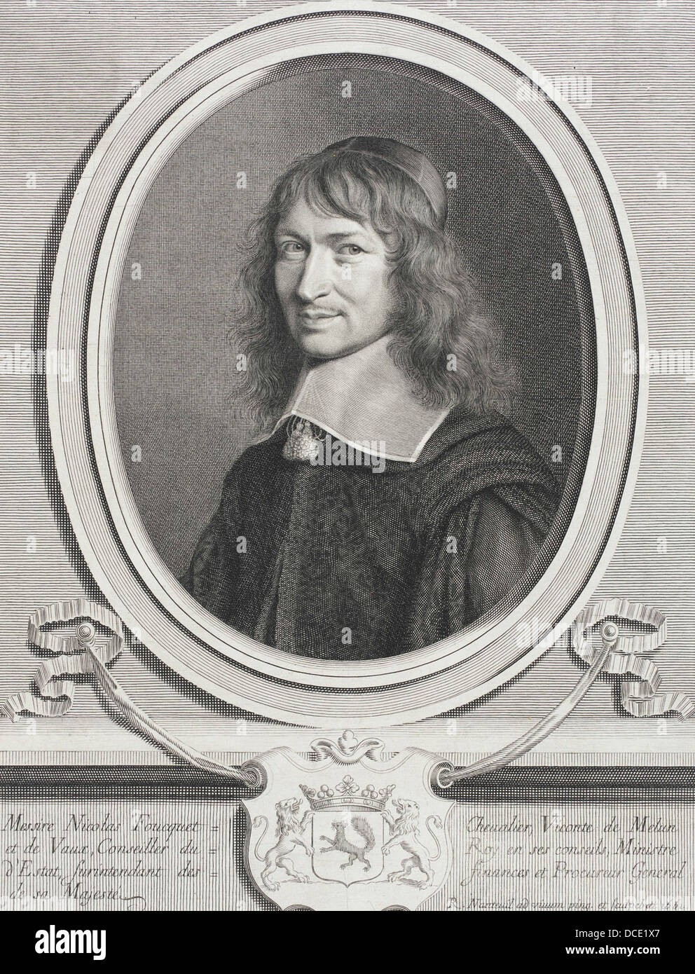 Questo ritratto di Nicolas Fouquet, nobile francese e ministro delle finanze, della collezione LACMA, riflette l'opulenza e il potere dell'aristocrazia francese del XVII secolo. Foto Stock