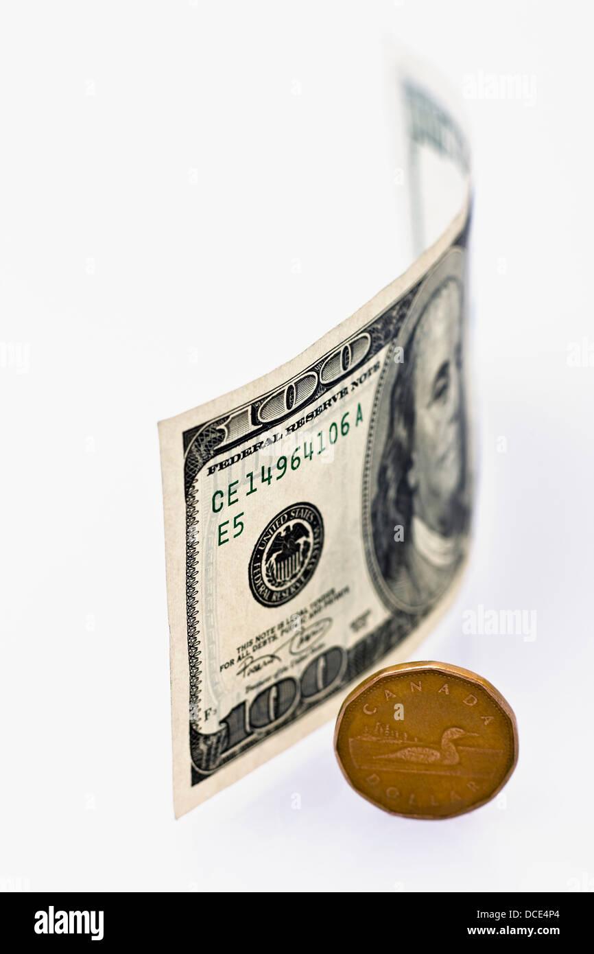 Americano e canadese valuta Foto Stock