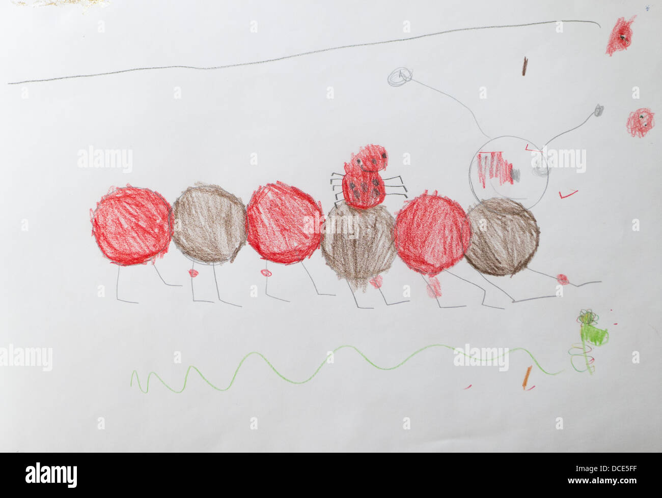 Bambino del disegno di Caterpillar Foto Stock