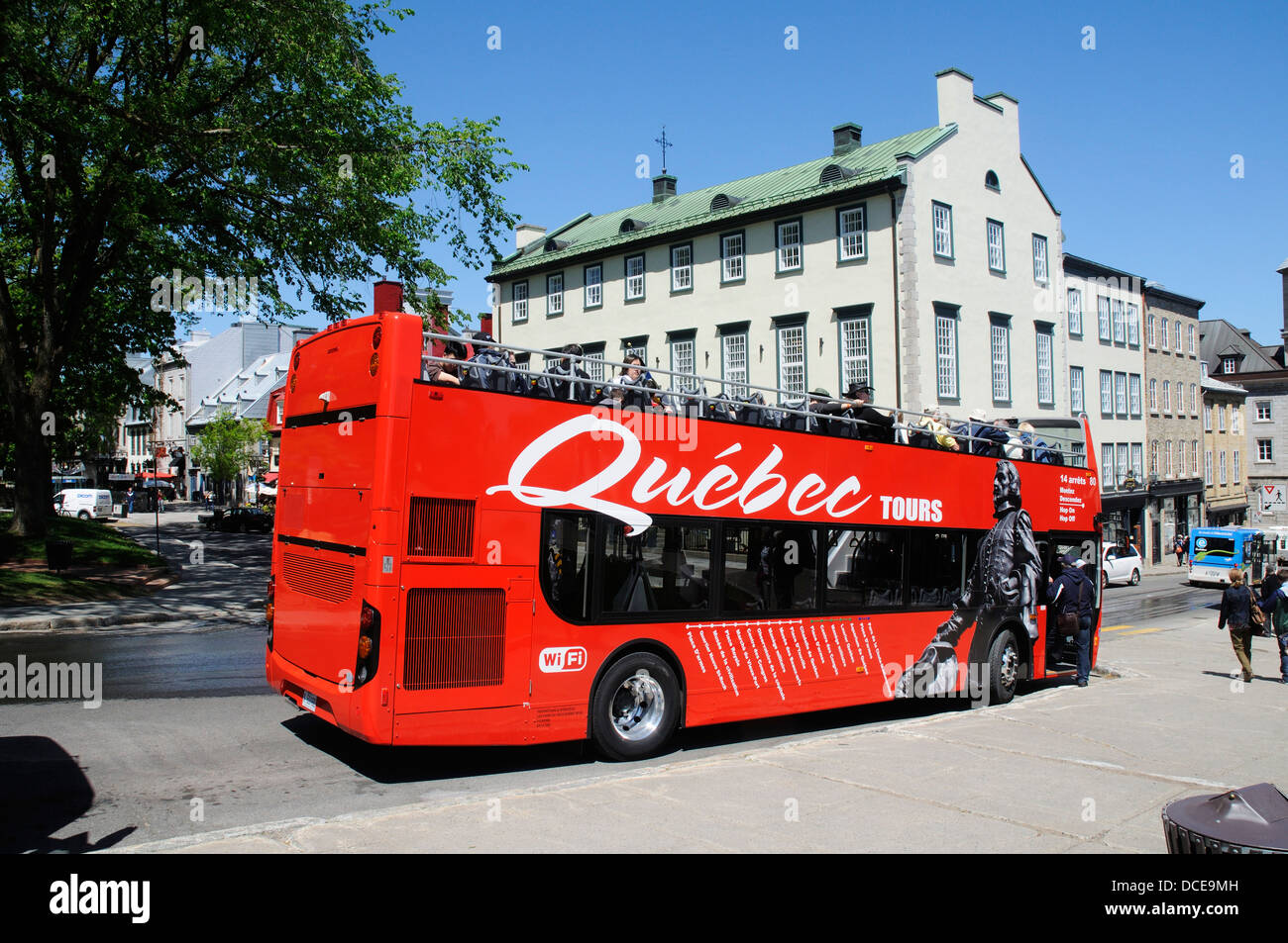 Un double decker bus turistici nella città di Québec in Canada Foto Stock
