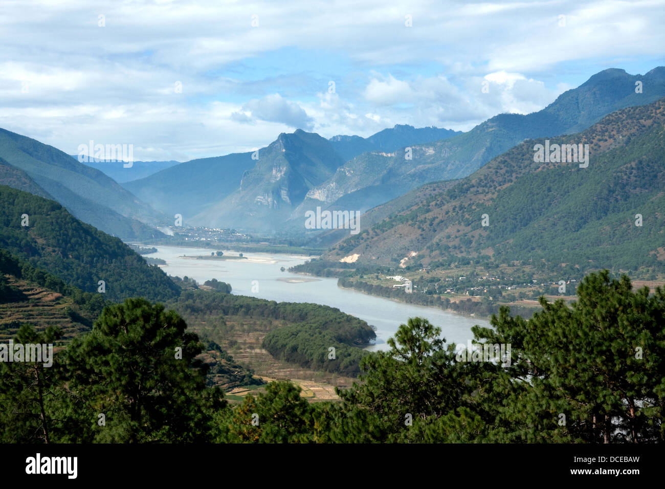 Vista del fiume Yangtze in Cina Foto Stock