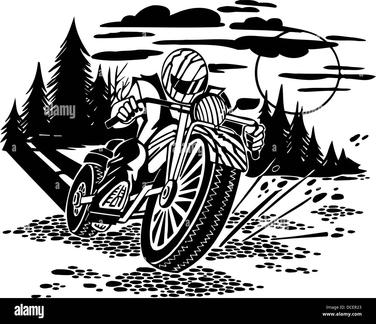 Motociclista. Design predisposto per il vinile. Foto Stock