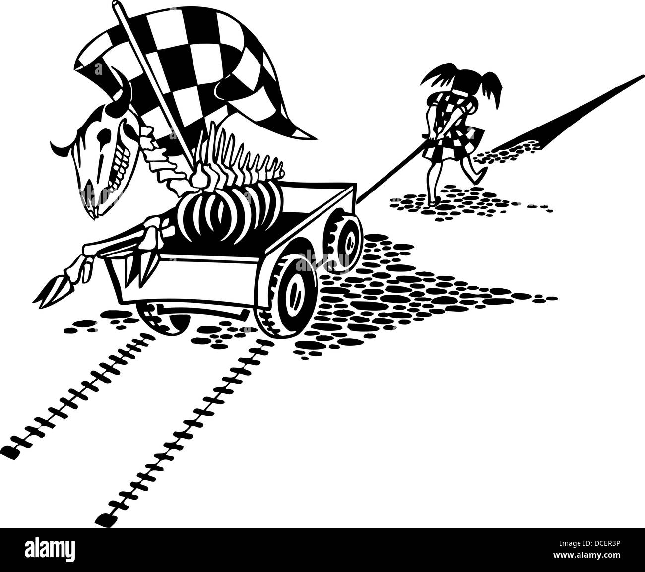 Bambini e trolley. Design predisposto per il vinile. Foto Stock