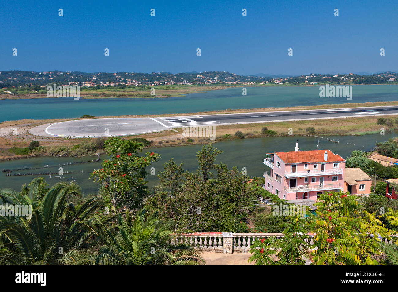 L'isola di Corfù in Grecia. Area dell'aeroporto Foto Stock