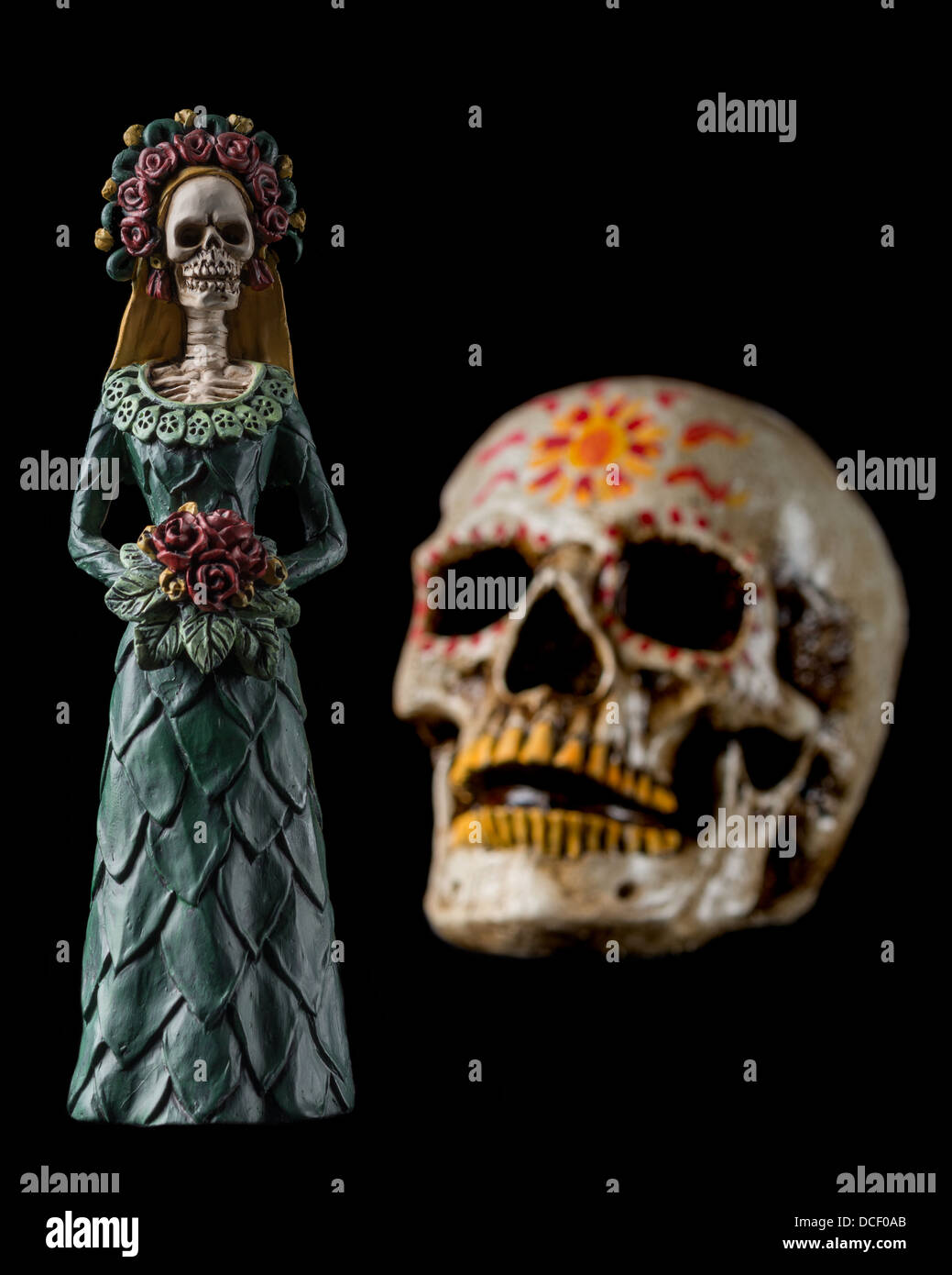 Calavera Catrina conosciuta come 'elegante Skull' Dia de los Muertos (Giorno dei Morti) la celebrazione Foto Stock