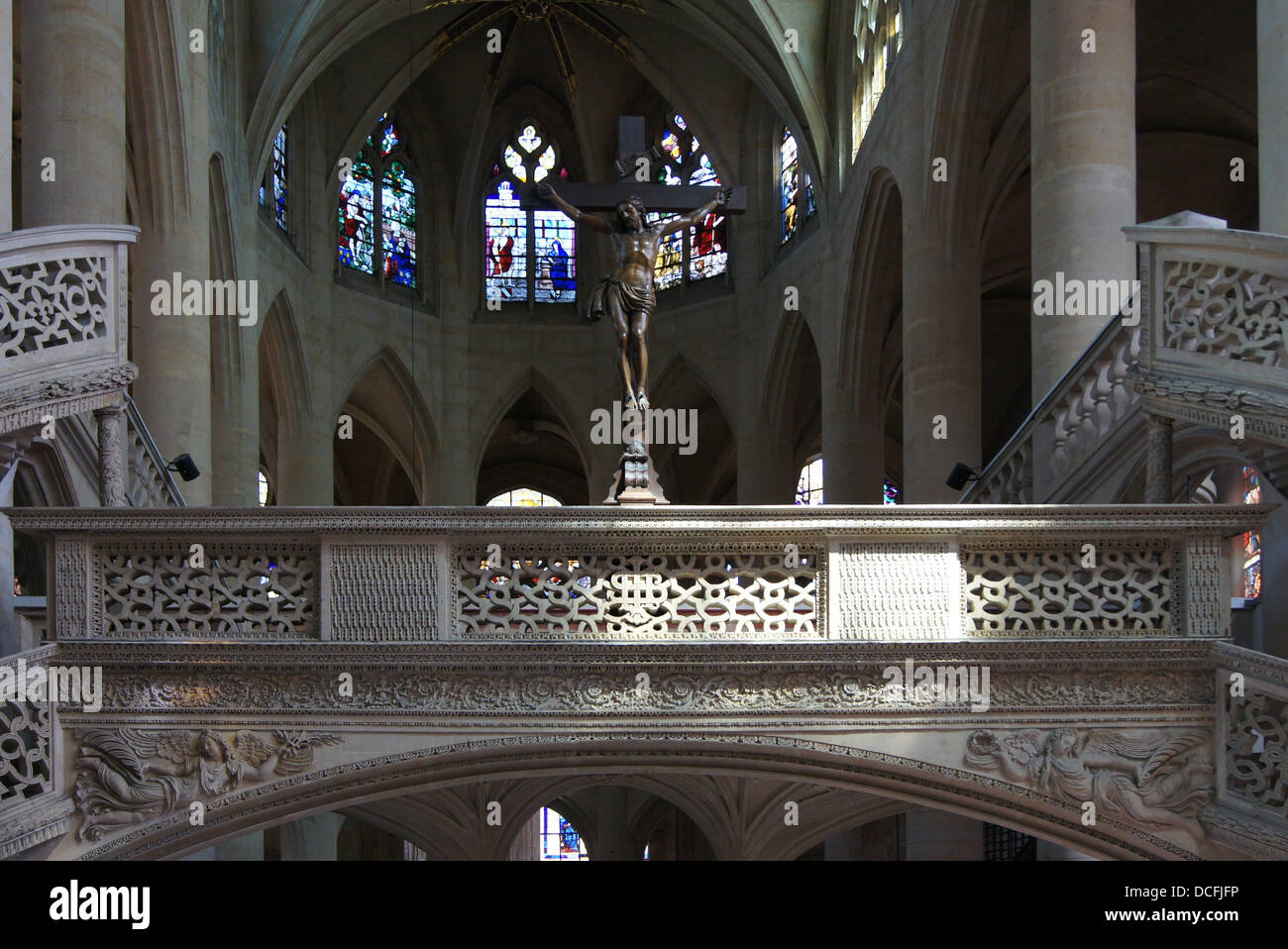 Centro del rood schermo della chiesa di Saint Etienne du Mont a Parigi (XVI-XIX secolo). Si prega di notare che il pic è centro Foto Stock