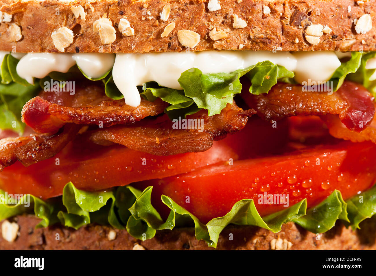 Freschi Fatti in casa BLT Sandwich con pancetta lattuga e pomodoro Foto Stock