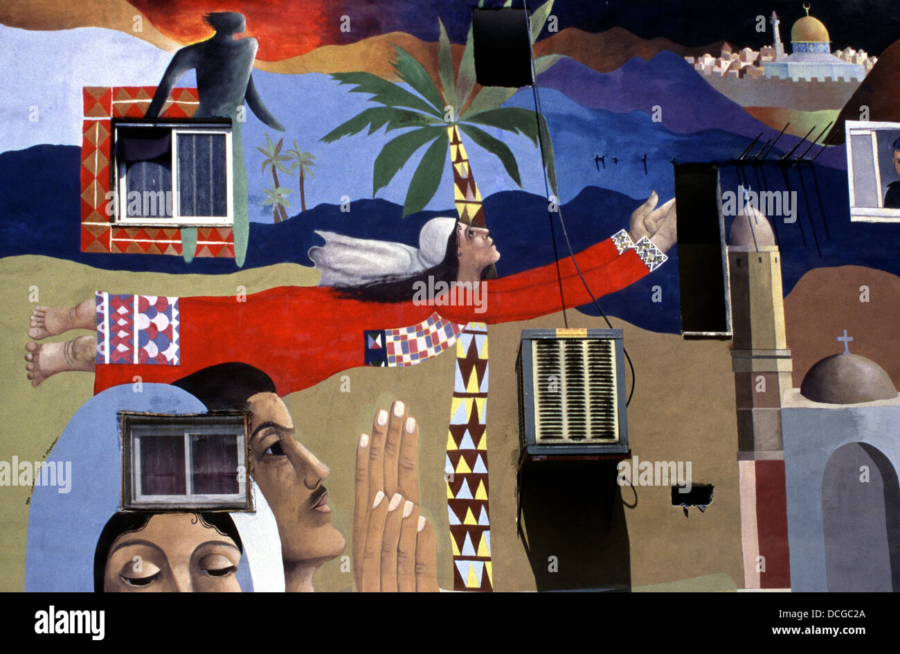 Una casa riccamente dipinta nella città di Gerico nei territori dell'autorità palestinese della banca occidentale Foto Stock