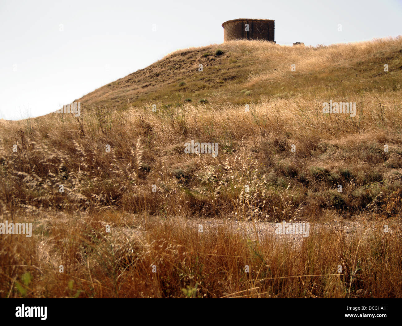 Paesaggio secco in estate in Murillo El Cuende, Navarra (Spagna) Foto Stock