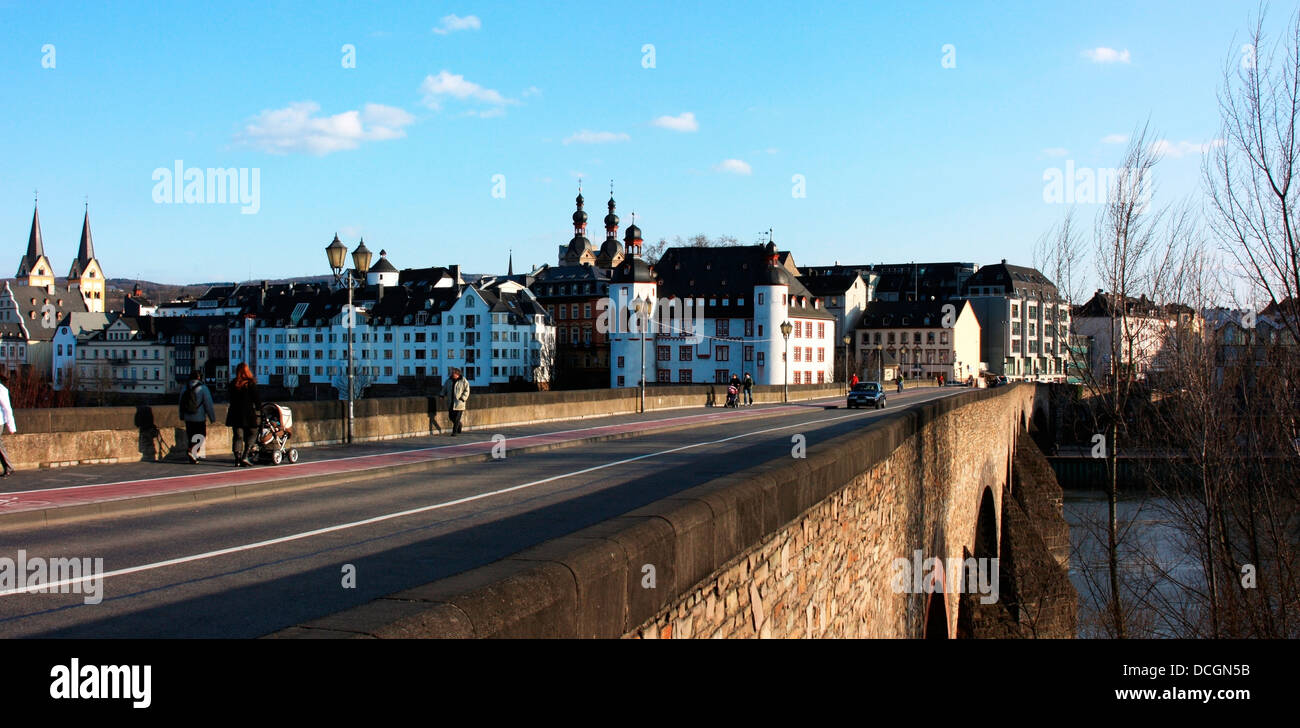 Balduin Bridge, Coblenza, Renania-Palatinato, Germania Foto Stock