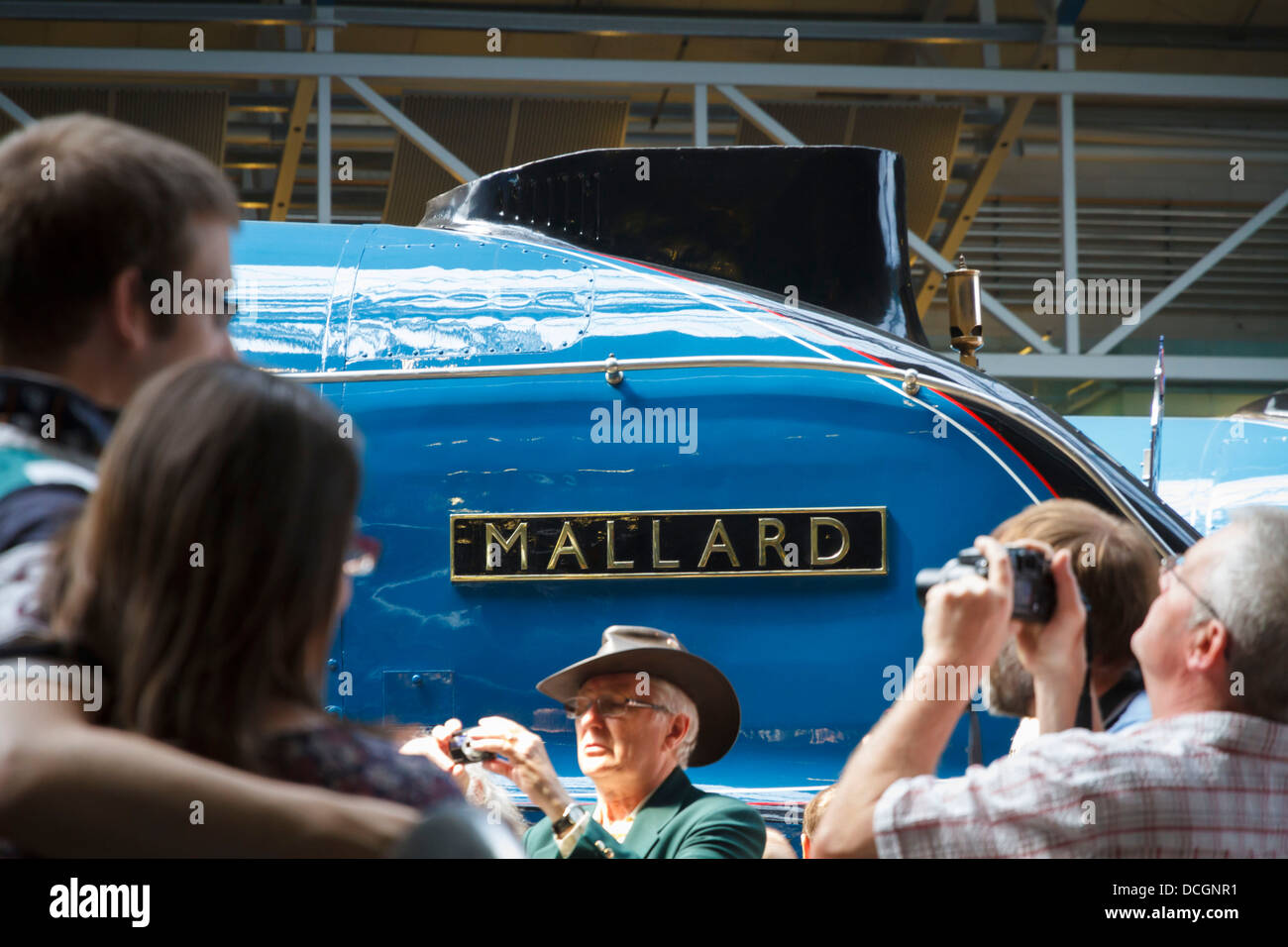 L'A4 class pacific motore a vapore treno locomotiva Mallard presso il Museo nazionale delle ferrovie, Leeman Rd, York YO26 4XJ, Inghilterra Foto Stock