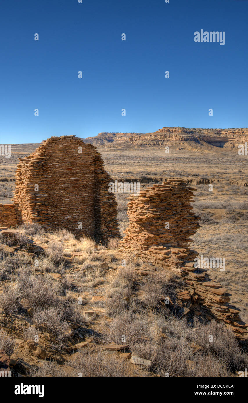 Una Vida insediamento nel Chaco Canyon in New Mexico Foto Stock