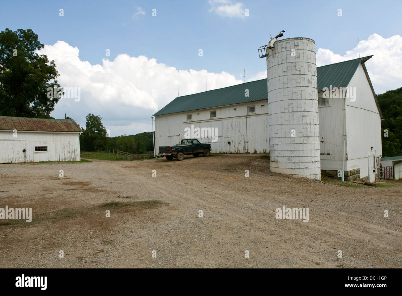 Granaio e silo a Malabar Farm parco statale, Ohio. Foto Stock