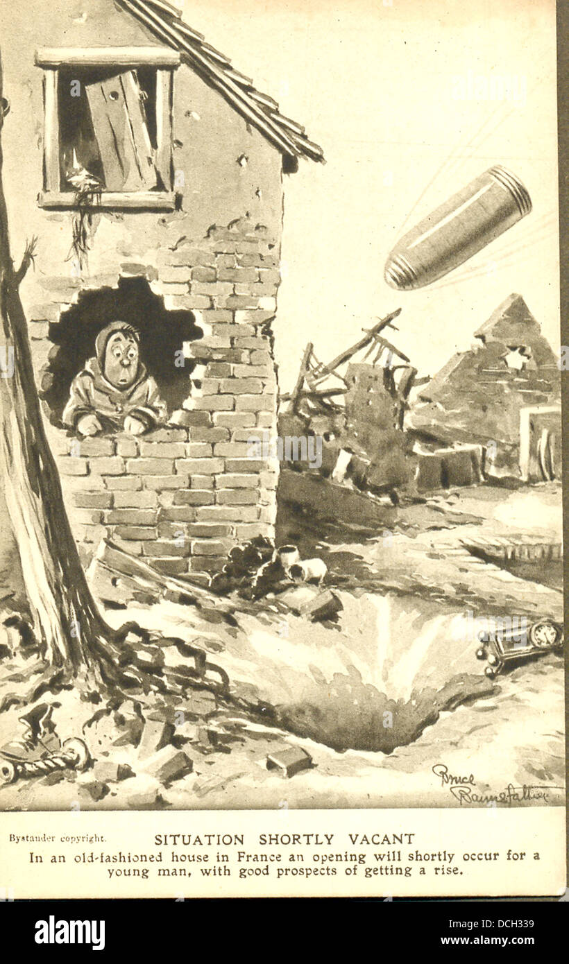 La guerra mondiale una cartolina di fumetti per artista Bruce Bairnsfather Foto Stock