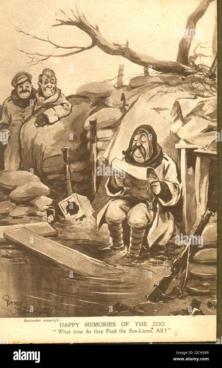 La guerra mondiale una cartolina di fumetti del vecchio Bill , Bert e Alf per artista Bruce Bairnsfather Foto Stock