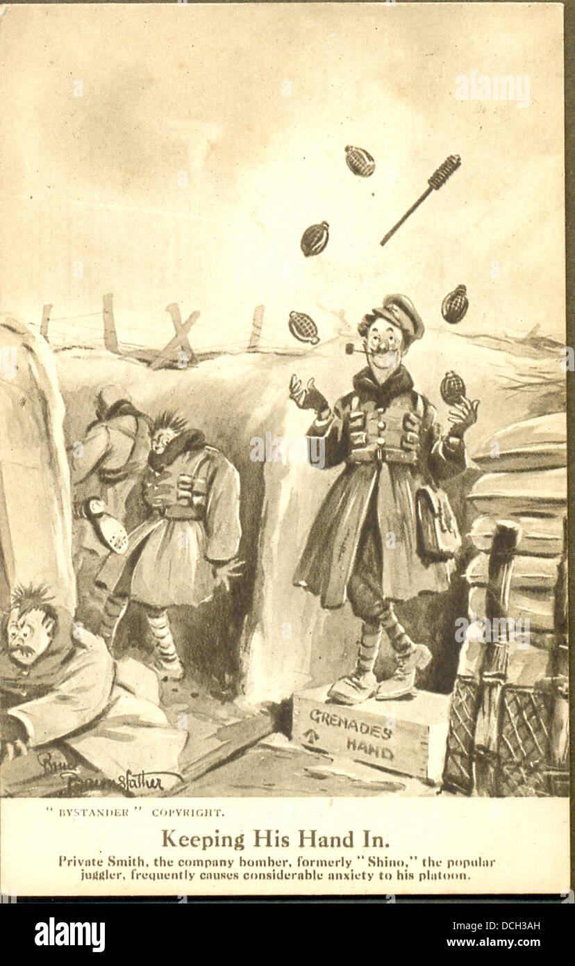 La guerra mondiale una cartolina di fumetti di Bert e vecchio Bill dall artista Bruce Bairnsfather Foto Stock