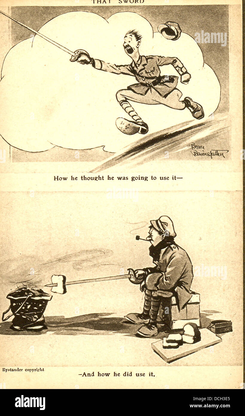 La guerra mondiale una cartolina di fumetti del vecchio Bill per artista Bruce Bairnsfather Foto Stock
