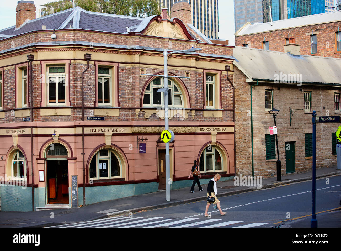 Fine Food & Wine Bar su Argyle Street, Sydney, Australia Foto Stock