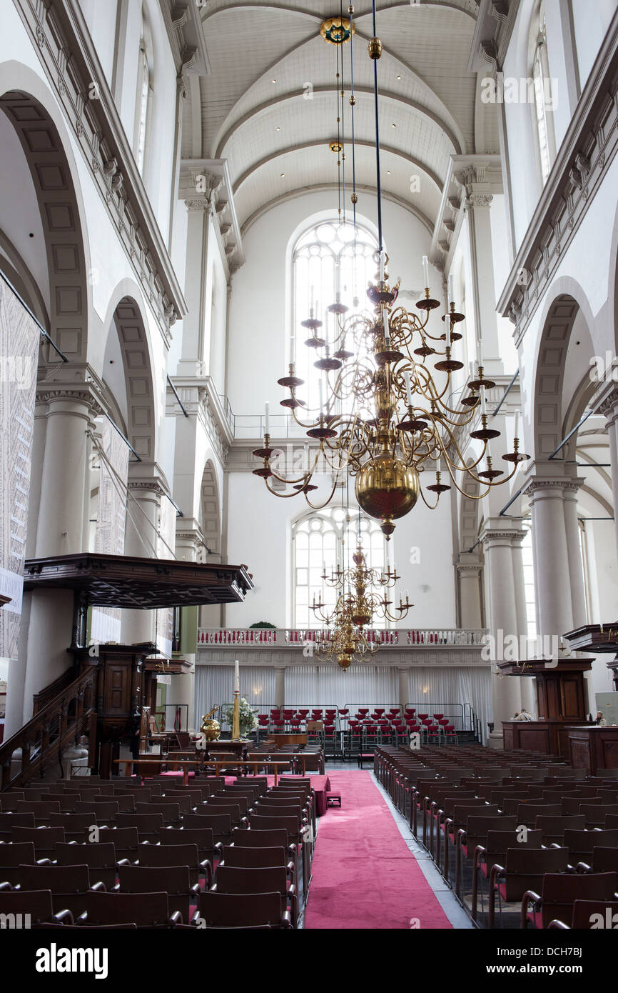 Westerkerk (la Chiesa Occidentale) interni in Olanda, Amsterdam, Paesi Bassi. Foto Stock