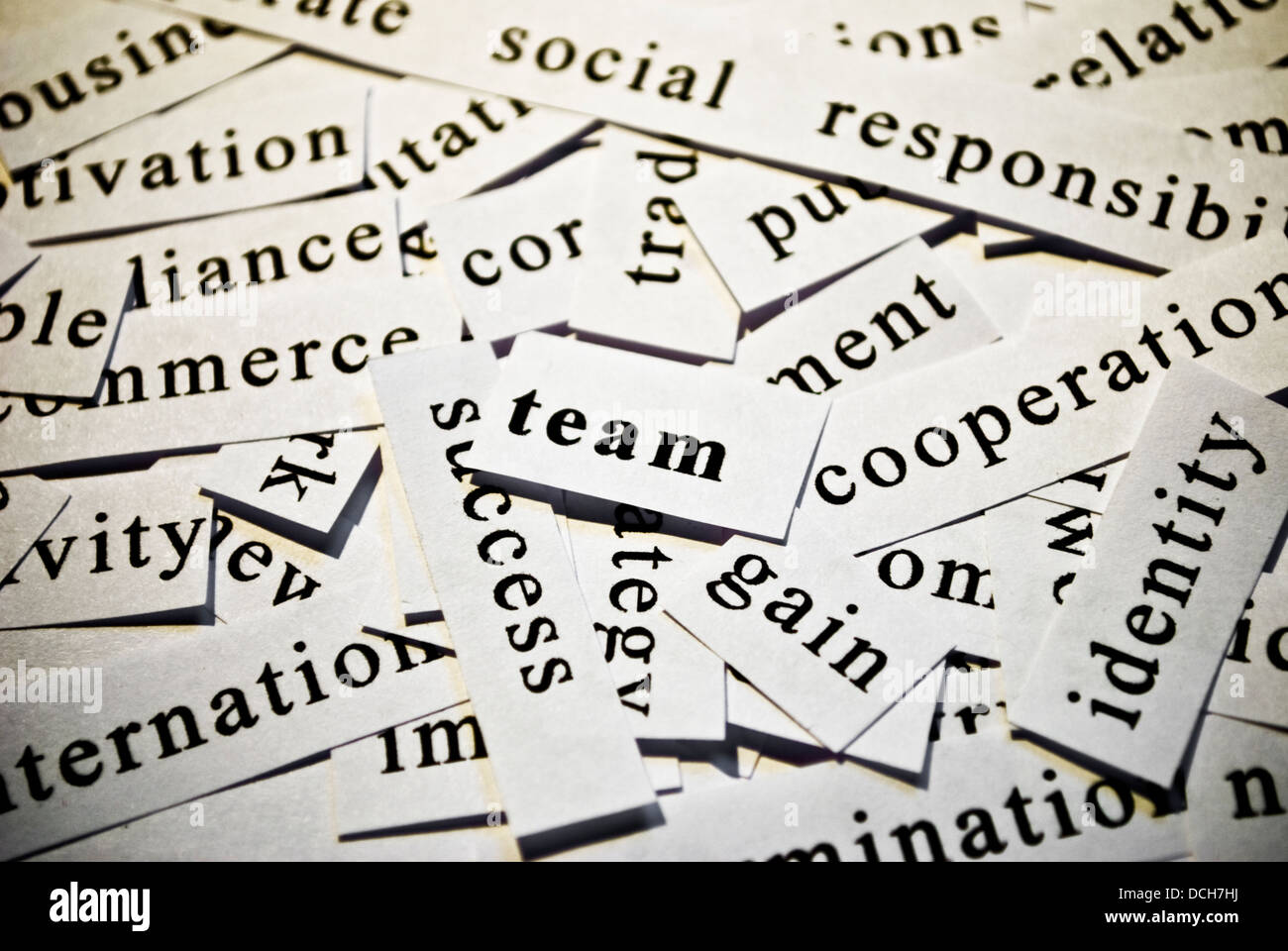 Team. Concetto di taglio-fuori parole correlate con le attività Foto Stock