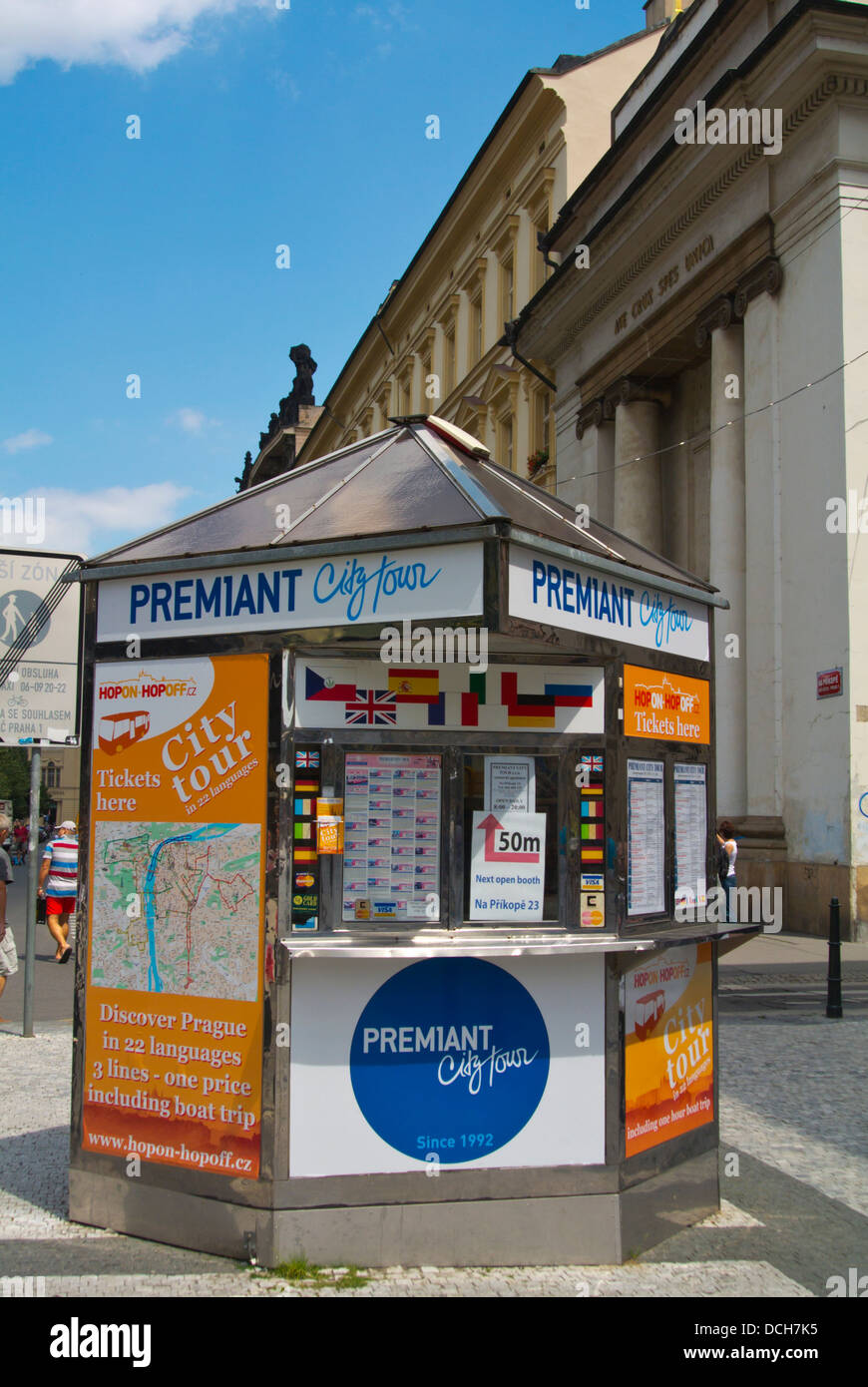 Premant city tours stand informazioni via Na Prikope città nuova di Praga Repubblica Ceca Europa Foto Stock