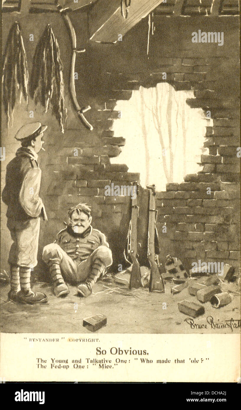 La guerra mondiale una cartolina di fumetti di Bert e vecchio Bill dall artista Bruce Bairnsfather Foto Stock