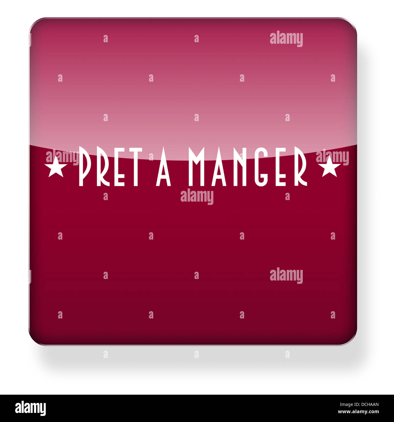 Pret a Manger logo come l'icona di un'app. Percorso di clipping incluso. Foto Stock