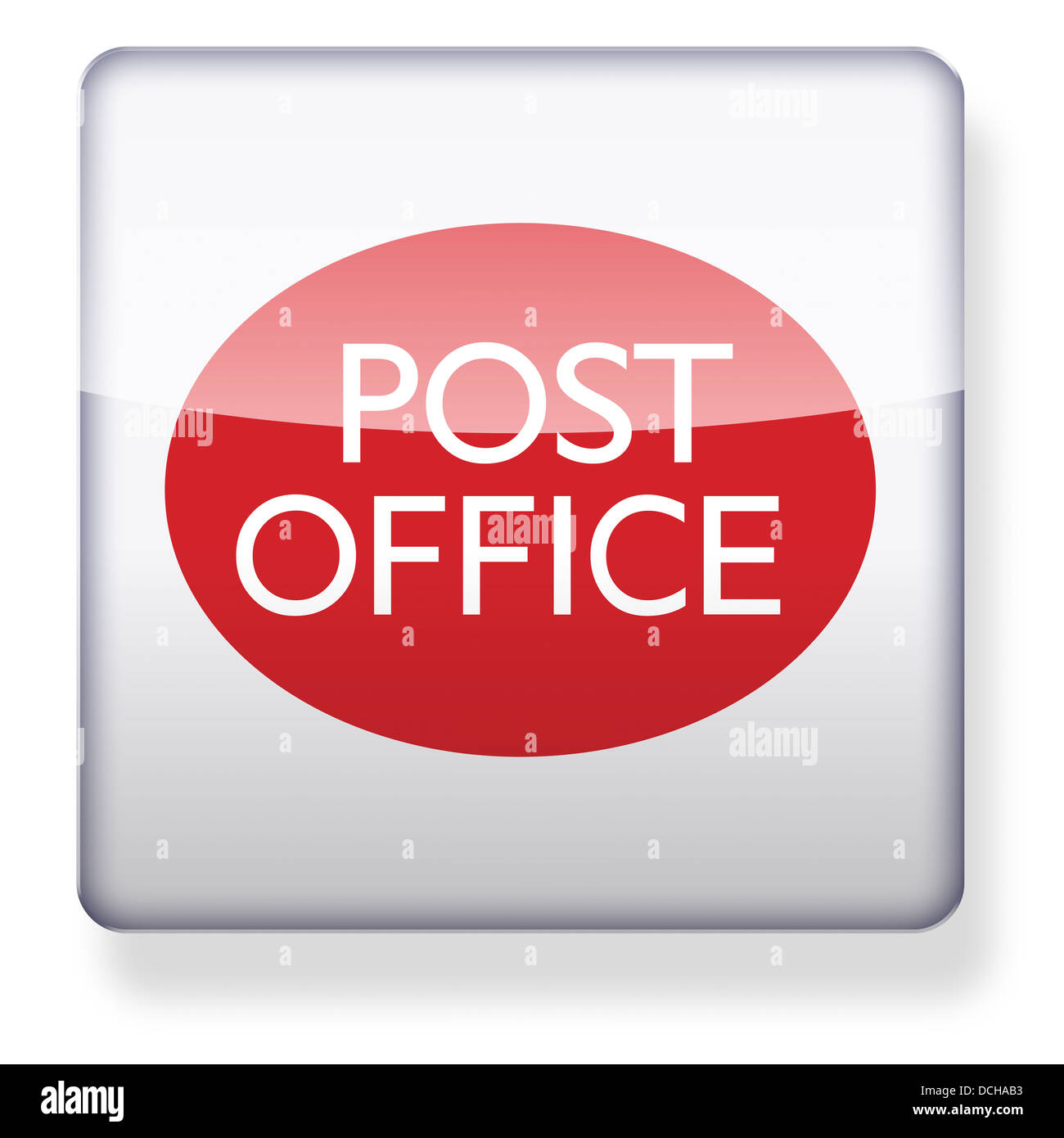 UK Post Office logo come l'icona di un'app. Percorso di clipping incluso. Foto Stock