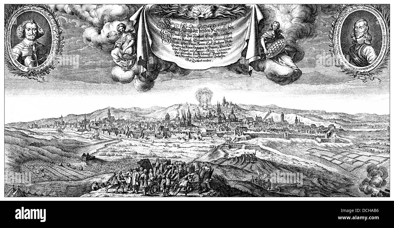 L'assedio di Praga dai militari svedesi, la guerra dei trenta anni, 1648 Foto Stock