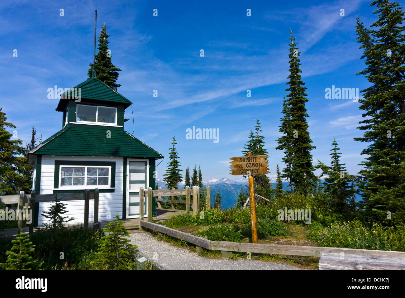 Storico Vertice Firetower, Mount Revelstoke National Park. Revelstoke, British Columbia, Canada. Foto Stock