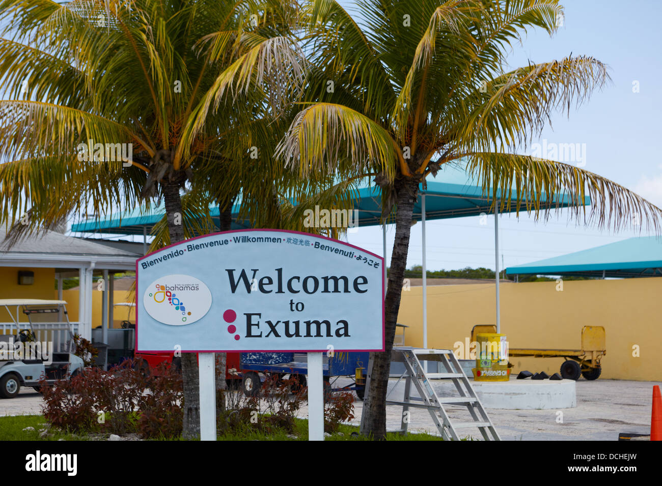 Benvenuto a Exuma segno, Bahamas, Caraibi Foto Stock