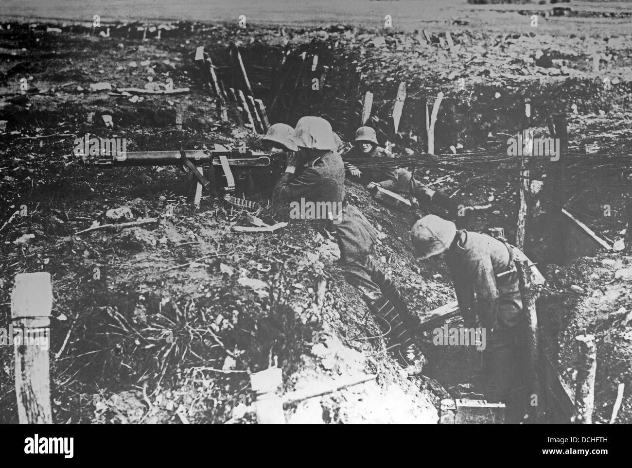 Una guerra di trincea durante la Prima Guerra Mondiale Foto Stock