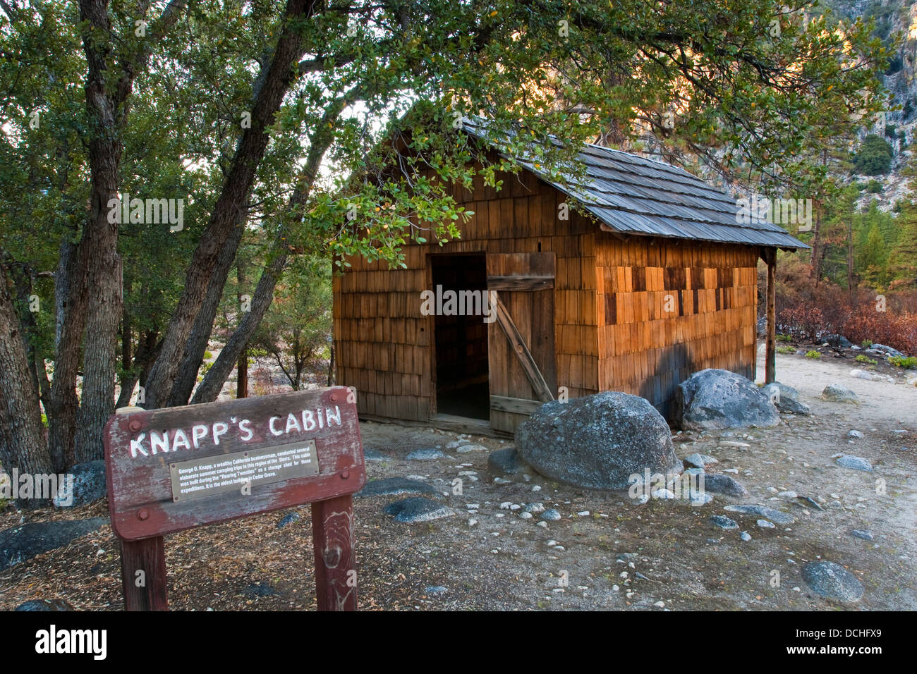 Knapp's Cabin, vicino a Cedar Grove, Kings Canyon National Park, California Foto Stock