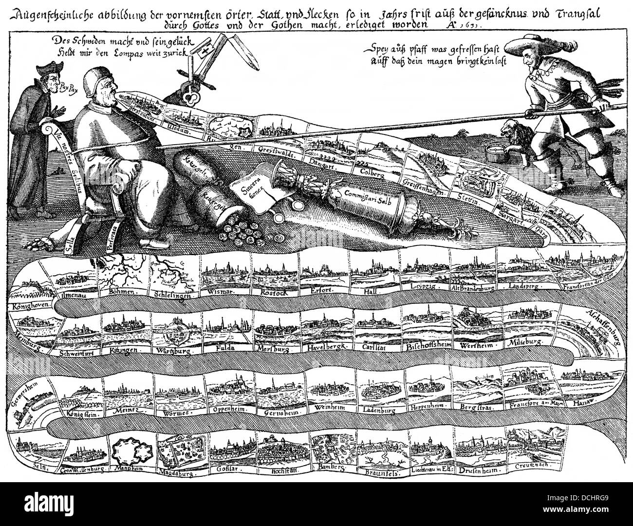 Opuscolo circa la vittoria del re svedese Gustavo Adolfo oltre la cattolica le truppe imperiali sotto Wallenstein, 1631 Foto Stock