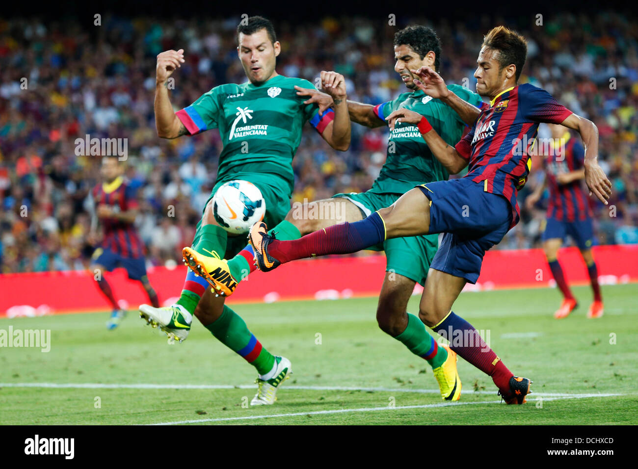 Barcellona, Spagna. © D. 18 Agosto, 2013. Neymar (Barcellona) Calcio : spagnolo "Liga Española" corrispondono betweena FC Barcellona 7-0 Levante UD al Camp Nou stadium di Barcellona, Spagna. © D .Nakashima/AFLO/Alamy Live News Foto Stock