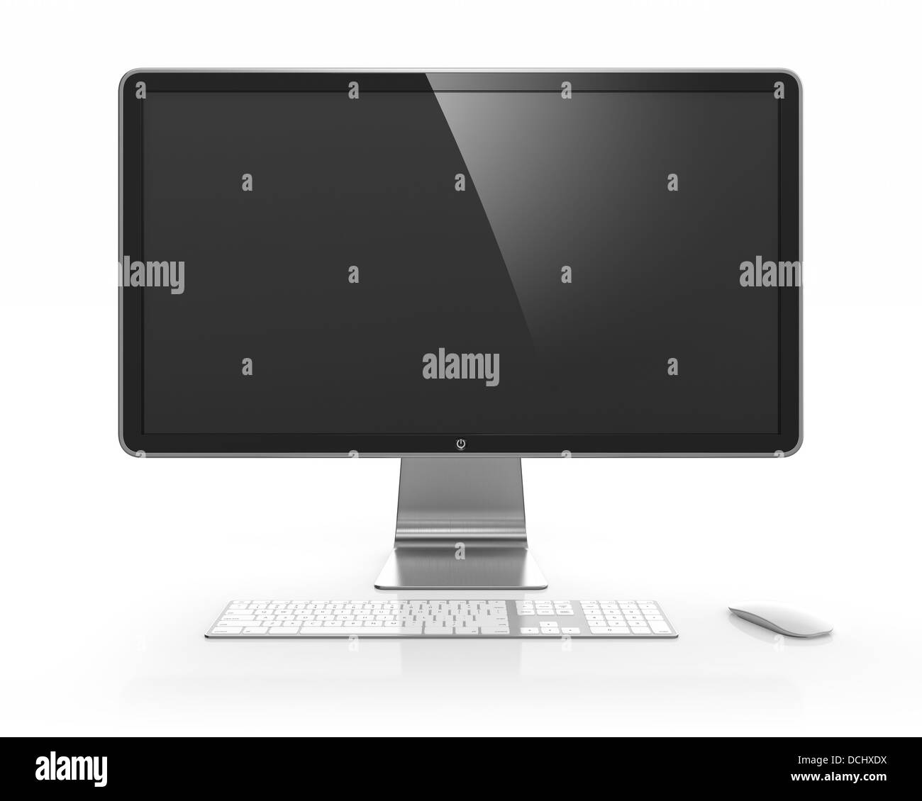 Il monitor di un computer con il nero schermo vuoto isolato su sfondo bianco Foto Stock