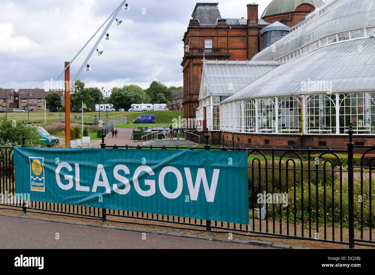 Glasgow City Council banner presso i popoli Palace, Scotland, Regno Unito Foto Stock