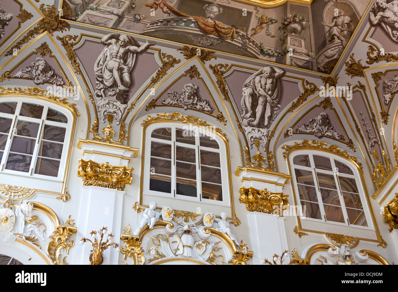 Interno opere d'arte,arredamento e architettura. Rastrelli la Giordania decorazione scala.L'Eremo di San Pietroburgo Russia Foto Stock