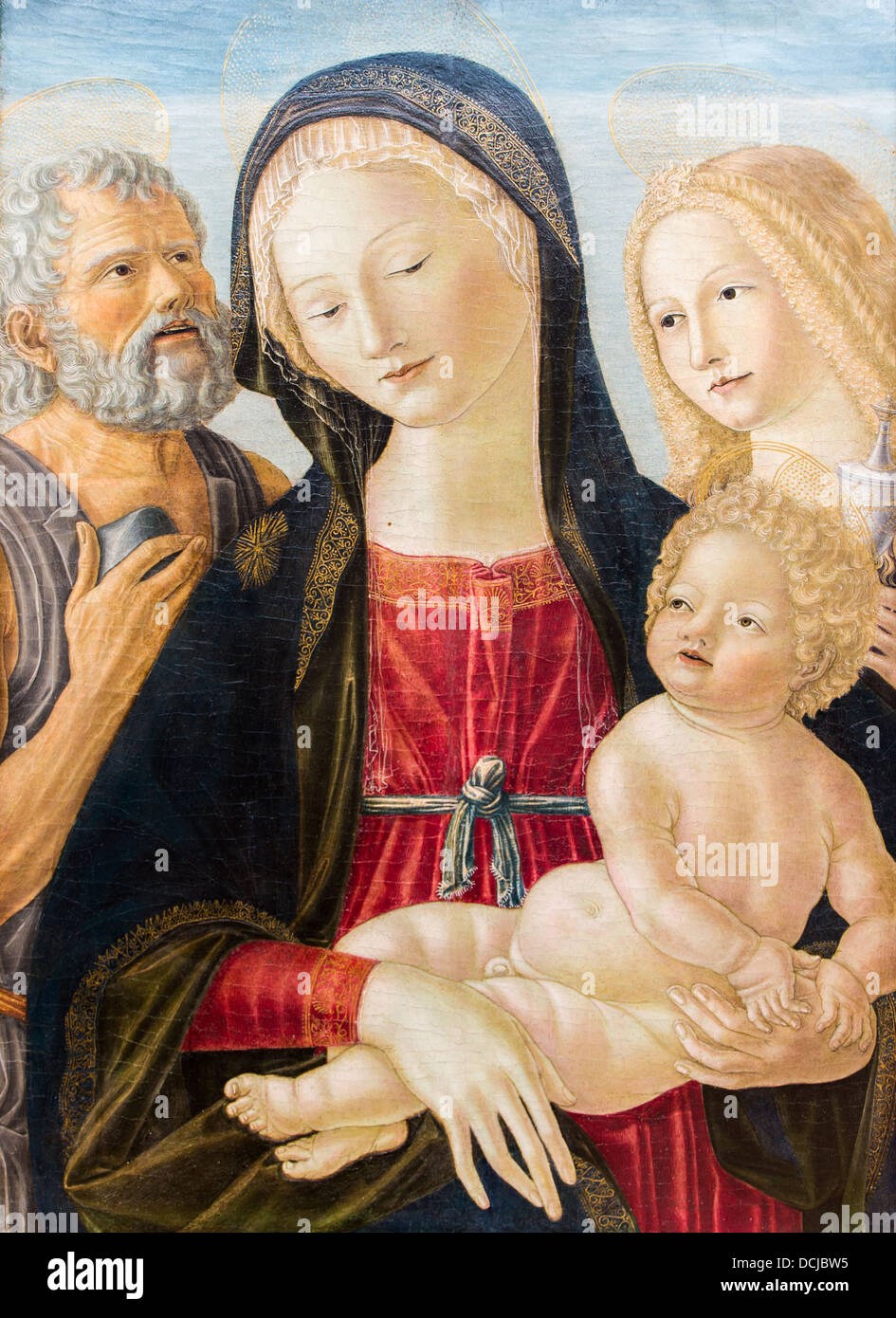 Xv secolo - Madonna con il Bambino e i Santi Girolamo e Maria Maddalena, 1490 - Neroccio de Landi Olio su legno Foto Stock