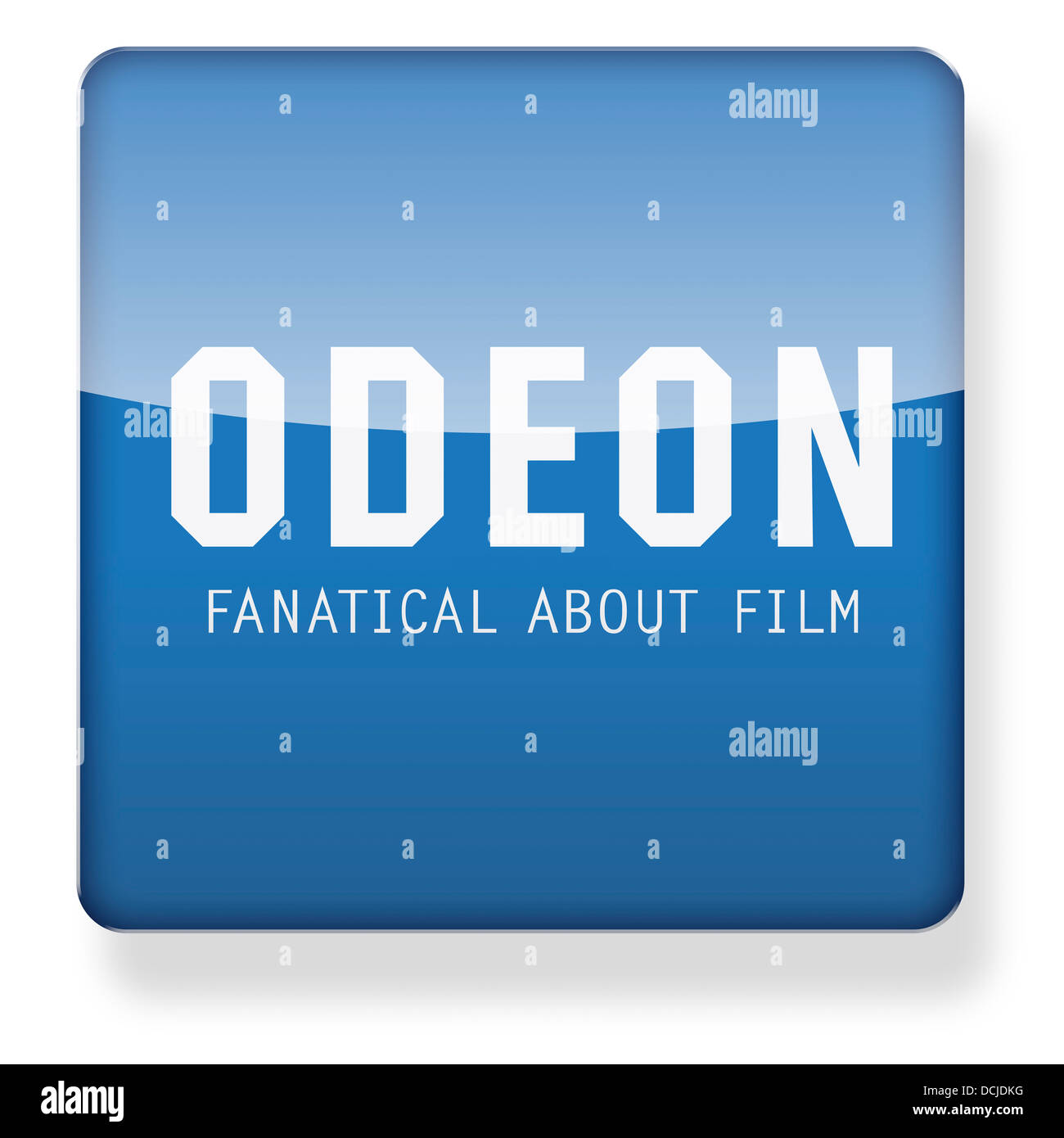 Cinema Odeon logo come l'icona di un'app. Percorso di clipping incluso. Foto Stock