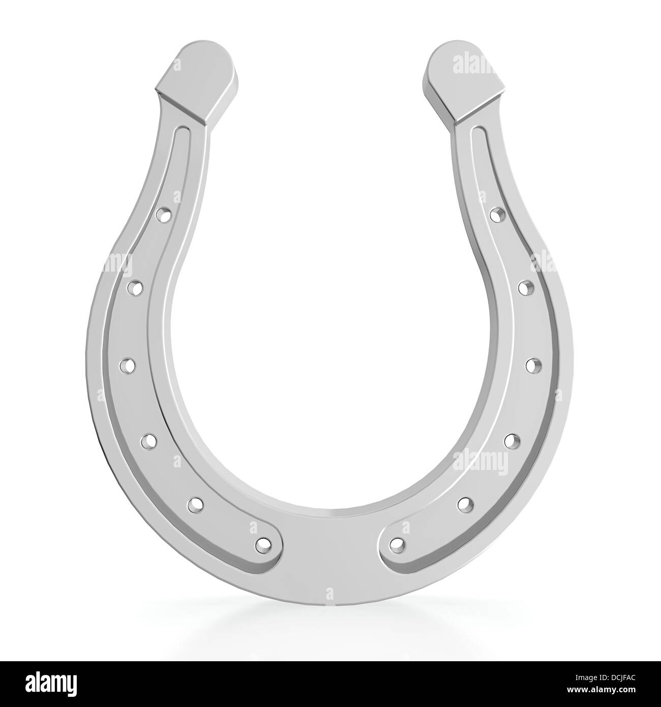 3D render del ferro di cavallo in argento su sfondo bianco Foto Stock