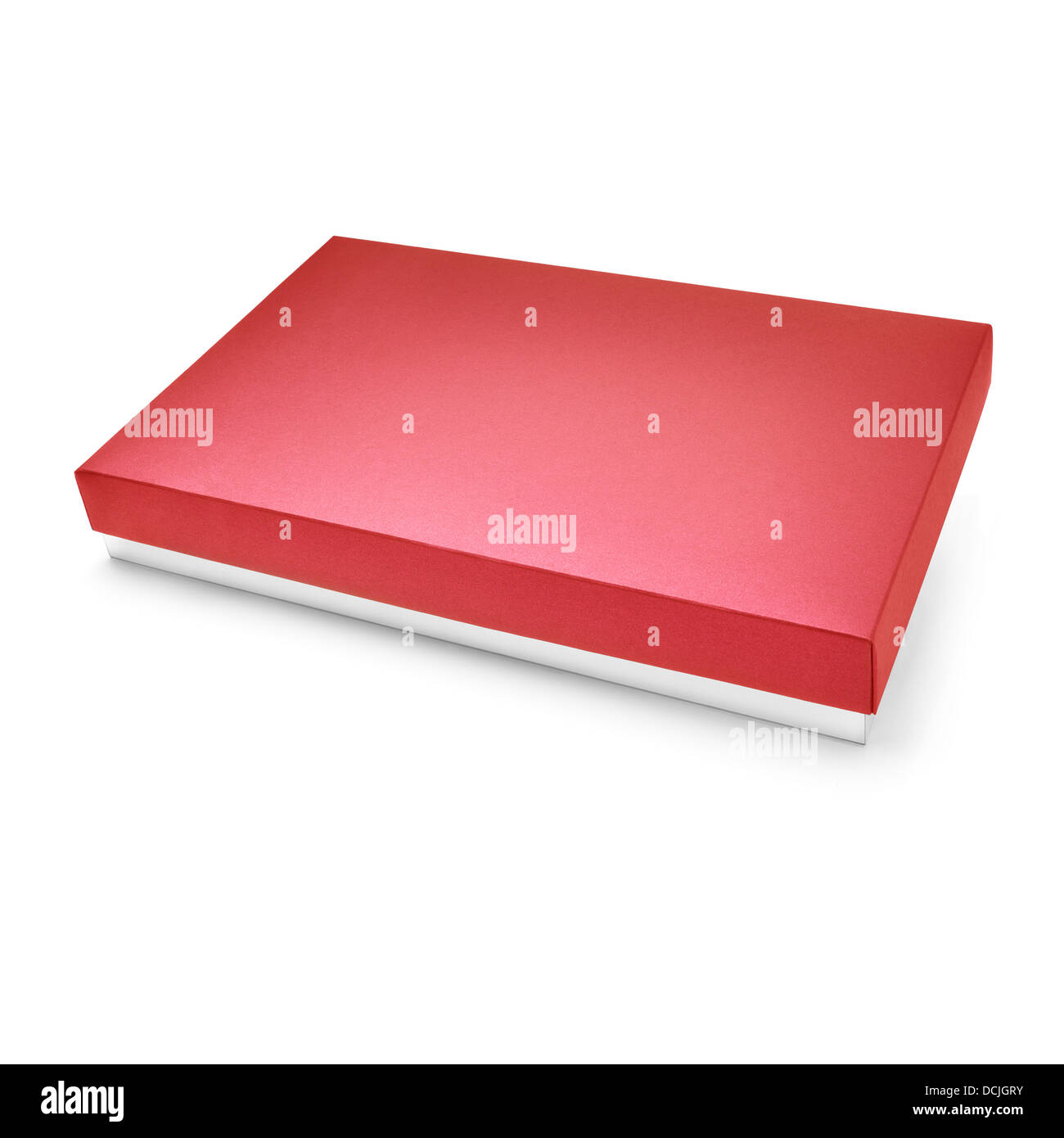 Colore rosso scatola di cartone su sfondo bianco Foto Stock