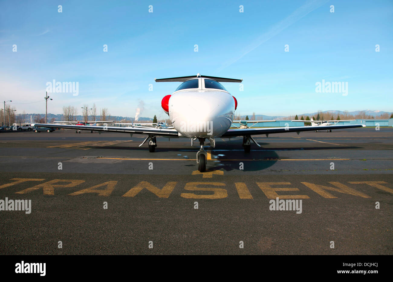 Getti privati parcheggiato all'aeroporto Troudale in Oregon. Foto Stock