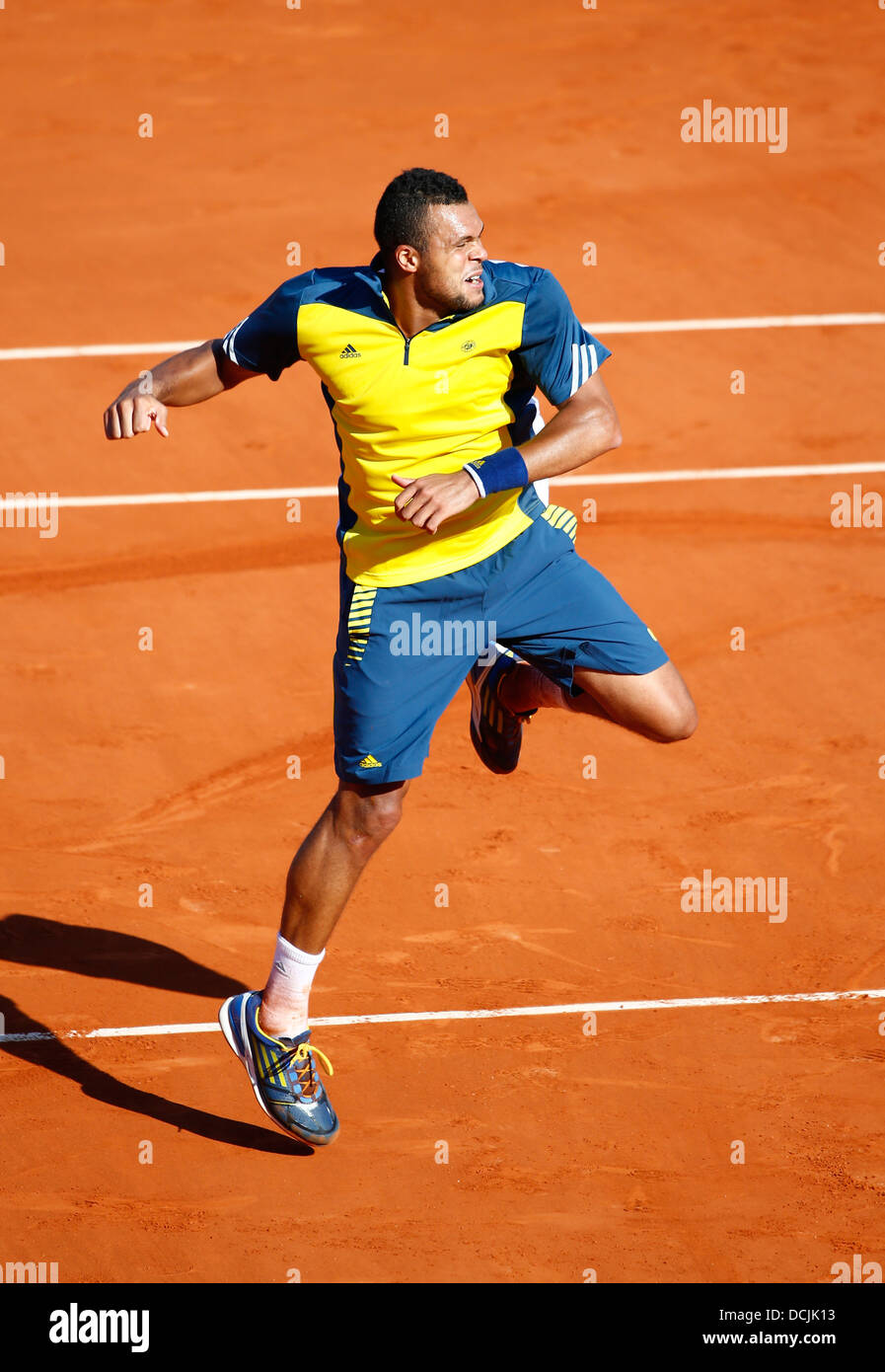 Jo-Wilfried Tsonga(FRA), giubilo all'aperto francese 2013. Foto Stock