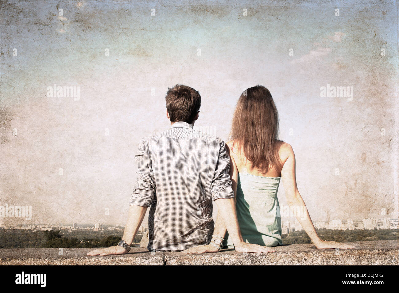 Le opere in stile grunge, ragazzo e una ragazza Foto Stock