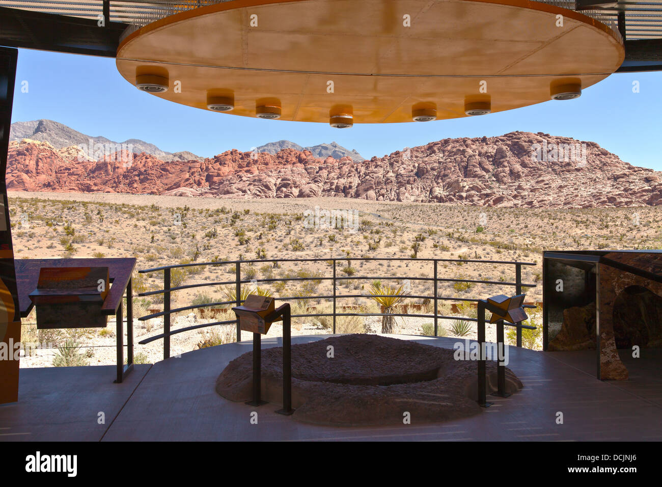 Il Red Rock Canyon visitor center targhe informative Nevada. Foto Stock
