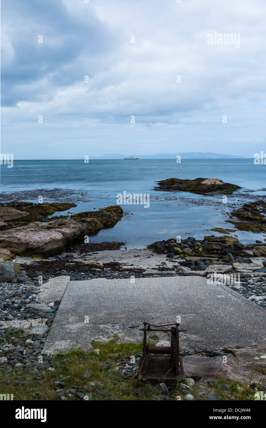 Verricello e Barca Murlough Bay North Antrim Irlanda del Nord Foto Stock