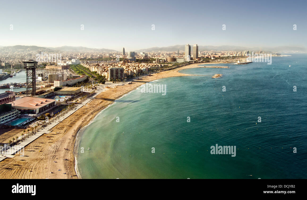 Le spiagge di Barceloneta, Barcelona, Spagna. Foto Stock